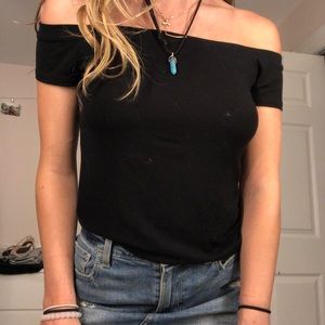 Off the shoulder black top!